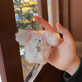Rabbit Plush Animal Keychain with Bowknot for Women