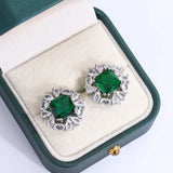 Emerald Geometric Earrings 925 Silver Jewelry