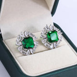 Emerald Geometric Earrings 925 Silver Jewelry