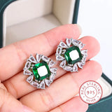 Emerald Geometric Earrings 925 Silver Jewelry