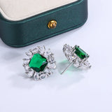 Emerald Geometric Earrings 925 Silver Jewelry