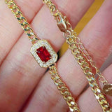 Retro Style Natural Red Stone Cuban Bracelet for Women