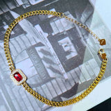 Retro Style Natural Red Stone Cuban Bracelet for Women