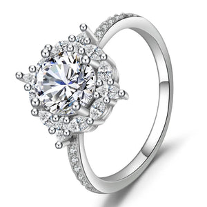 Round Crystal Ring Classic Female Jewelry For Birthday Gift