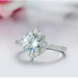 Round Crystal Ring Classic Female Jewelry For Birthday Gift