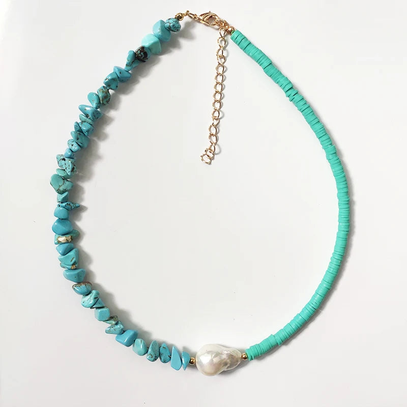 Baroque Pearl Pendant Necklace Silicone Choker