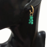 Stainless Steel Bear Pendant Hoops Earrings