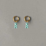 Stainless Steel Bear Pendant Hoops Earrings