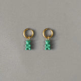 Stainless Steel Bear Pendant Hoops Earrings