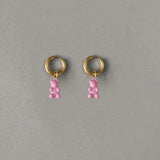 Stainless Steel Bear Pendant Hoops Earrings