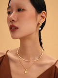 Hand-carved Wax Zirconia Moon Pearl Earrings - High-end Moon Jewelry