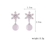 Snowflake Zircon & Christmas Pearl Earrings