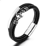 Stylish Stainless Steel Anchor Leather Bracelet Men's Cowhide Braided Gift