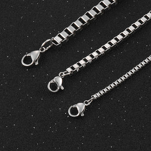 Stainless Steel Box Necklace in Various Sizes and Widths