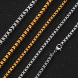 Stainless Steel Box Necklace in Various Sizes and Widths