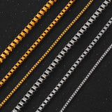 Stainless Steel Box Necklace in Various Sizes and Widths
