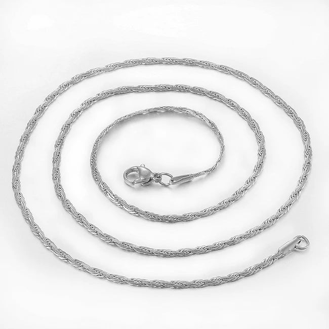 Stainless Steel Rope Chain Necklace Wave Design