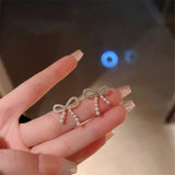 Pearl Bow Earrings Women'S High-End Zircon Earrings