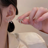 Pearl Bow Earrings Women'S High-End Zircon Earrings
