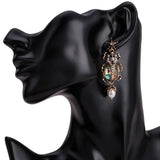 Vintage Colorful Beetle Dangle Earrings with Pearl