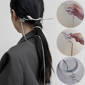 Vintage Snake Tassel Hair Claw Chinese Style Hairpin Ponytail Holder