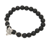 Wolf Head Bracelet Beaded Stone Bracelet for Men