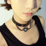 Women Choker Jewelry Vintage Gothic Necklace Love Heart Pendant