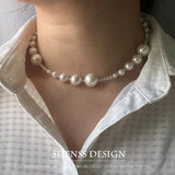 Chic Shell Pearl Spinel Necklace with Gradual Size