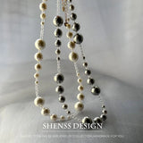 Chic Shell Pearl Spinel Necklace with Gradual Size