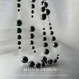 Chic Shell Pearl Spinel Necklace with Gradual Size