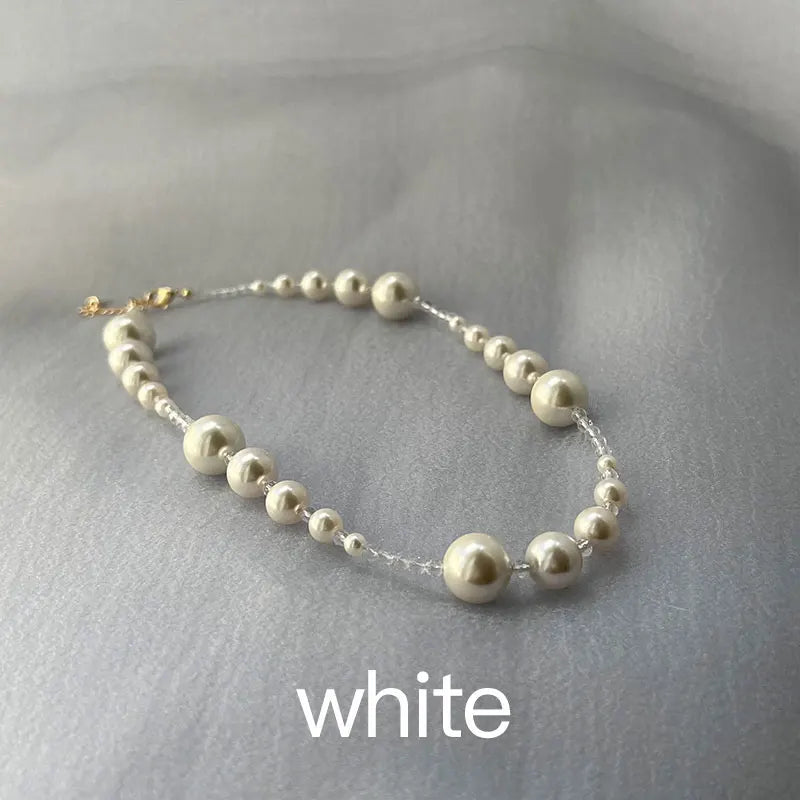 Chic Shell Pearl Spinel Necklace with Gradual Size