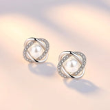 Elegant Shell Pearl and Zircon Earrings