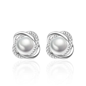 Elegant Shell Pearl and Zircon Earrings