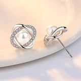 Elegant Shell Pearl and Zircon Earrings