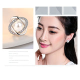 Elegant Shell Pearl and Zircon Earrings