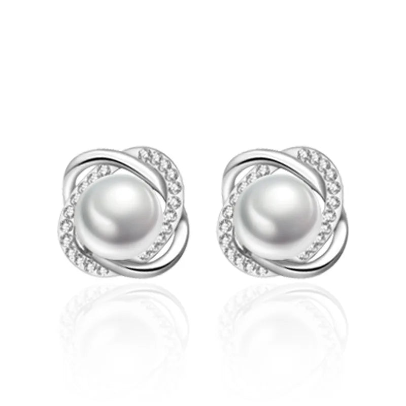 Elegant Shell Pearl and Zircon Earrings