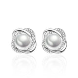 Elegant Shell Pearl and Zircon Earrings