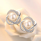 Elegant Shell Pearl and Zircon Earrings
