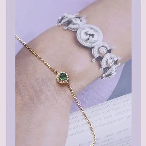 Small Inlaid Emerald Bracelet for Women