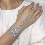 Rhinestone Bracelet with Back Chain Bridal Wedding Jewelry