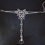 Rhinestone Bracelet with Back Chain Bridal Wedding Jewelry