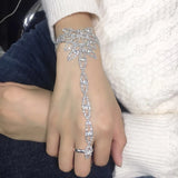 Rhinestone Bracelet with Back Chain Bridal Wedding Jewelry