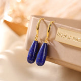 Minimalist Water Drop Lapis Lazuli Earrings for Women