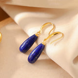 Minimalist Water Drop Lapis Lazuli Earrings for Women