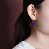 Minimalist Water Drop Lapis Lazuli Earrings for Women