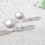 Women's Silver Plated Pearl Zircon Earrings