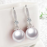 Women's Silver Plated Pearl Zircon Earrings