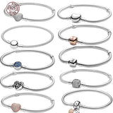 S925 Sterling Silver Heart Diamond Round Blessing Bracelet for Charming Beads