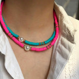 Beach Pearl Necklace Bohemian Soft Pottery Clavicle Chain
