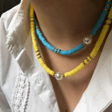 Beach Pearl Necklace Bohemian Soft Pottery Clavicle Chain